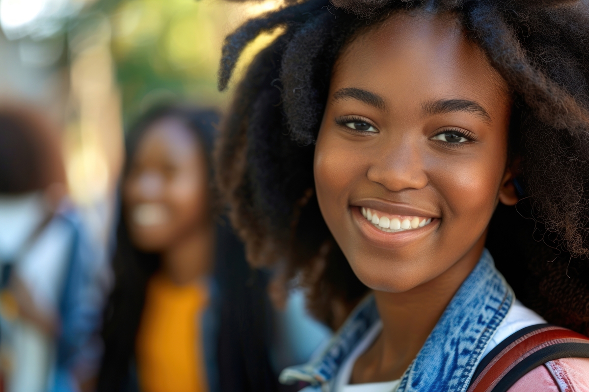 Happy Black women Students dimples person human.